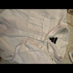 Linen j crew quarter button up short sleeve